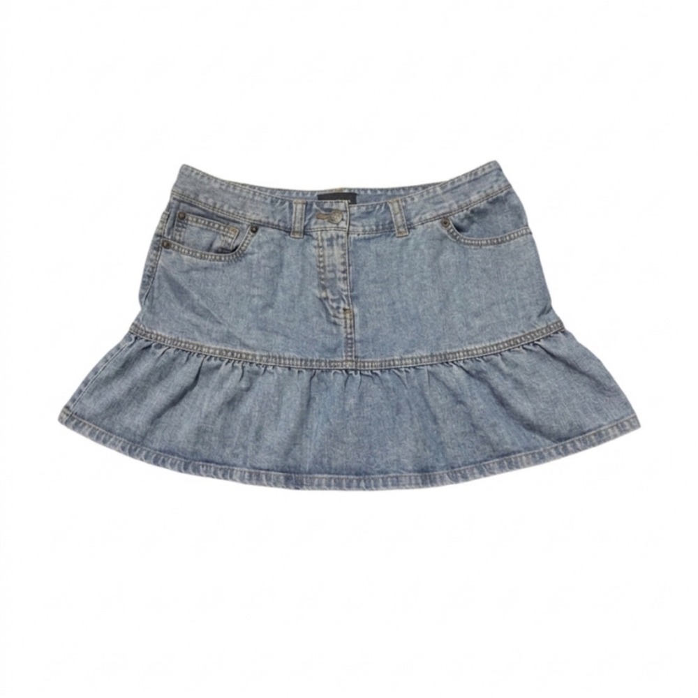 Y2K the limited VTG Ruffle‎ tiered 100%cotton denim skirt coquette grunge bratz